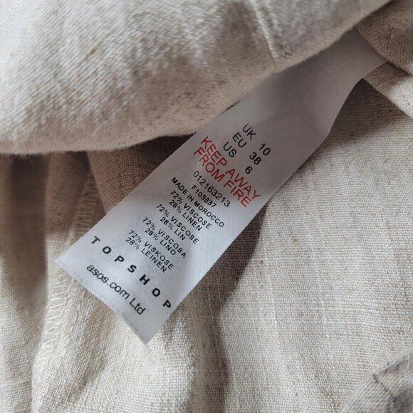 Topshop Beige Tan Linen Blend Button Accent Sleeveless Dress NWT Size US 6 - Picture 12 of 13
